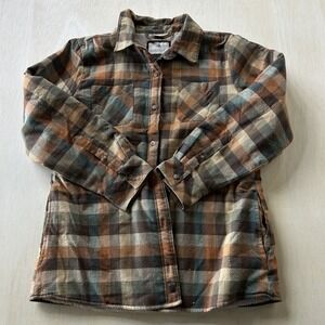 Legendary Whitetails Shirt Jacket Mens XL Brown Sherpa Lined Flannel Quilted